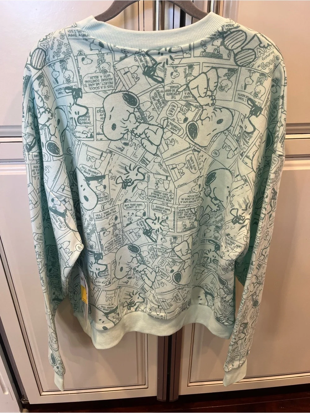 Peanuts Snoopy Comic Mint Crewneck with Pink Accent Logo - Picture 2 of 3